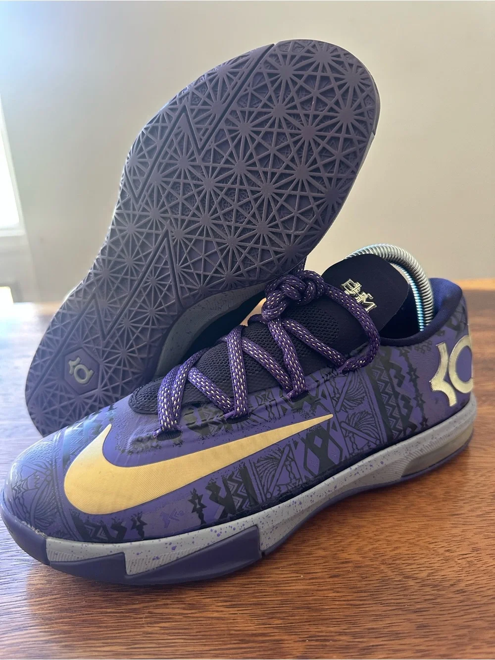 Nike KD 6 BHM Black History Month Purple Gold 599477-501 Boys Youth Sz 5.5Y